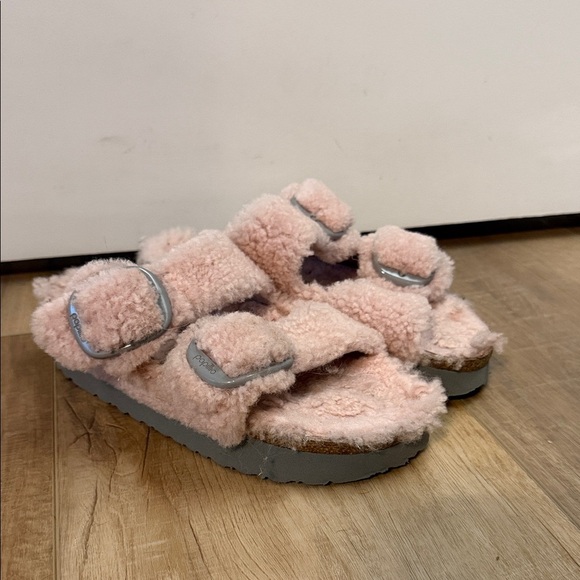 Papillio by Birkenstock Arizona Big Buckle Teddy Shearling Platform Sandals 37 - Picture 2 of 7